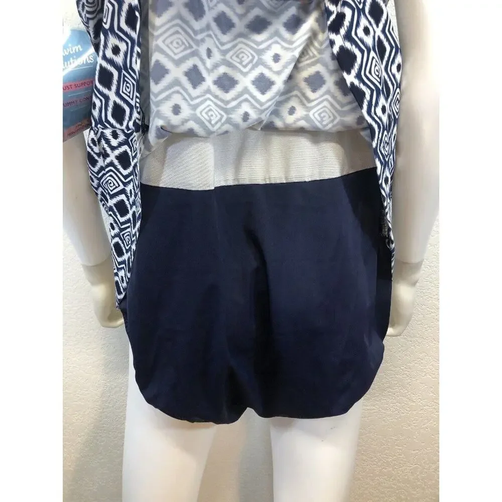 NWT Women's Swim Solutions Aztec Print Tummy-Control Swimdress  Blue Plus Sz 18W - Picture 5 of 7